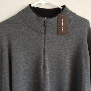 Brand New Michael Kors Men's Sweater quarter-zip ash mélange.